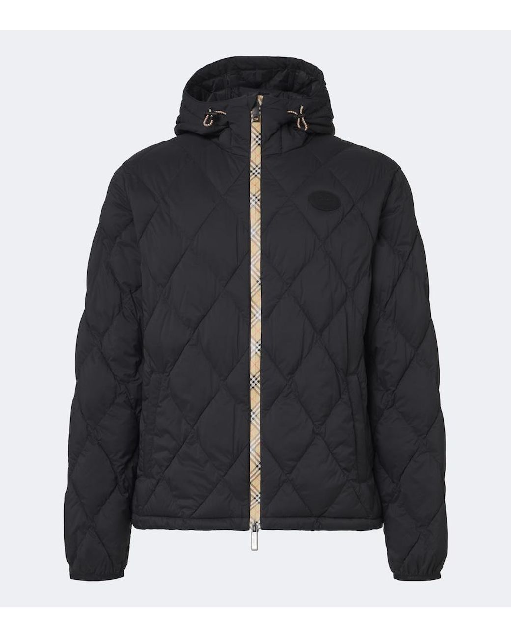 Burberry Black Check Hooded Quilted Jacket for men