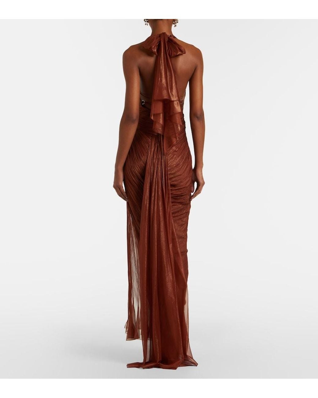 Maria Lucia Hohan Red Milagros Halterneck Silk Muslin Gown