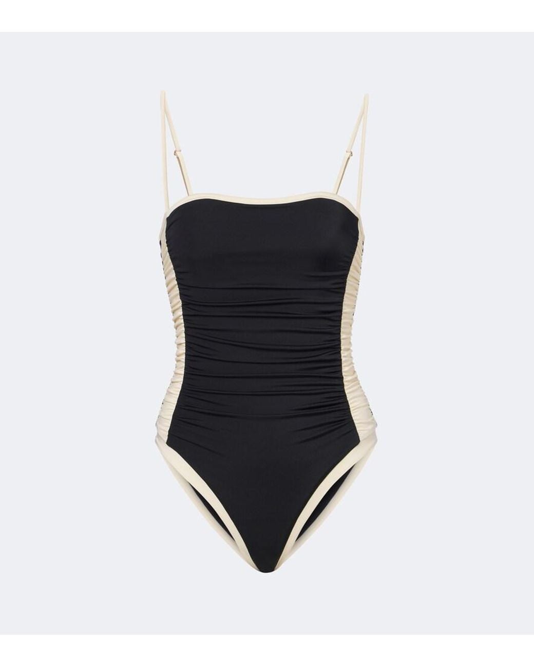Johanna Ortiz Black Ruched Swimsuit