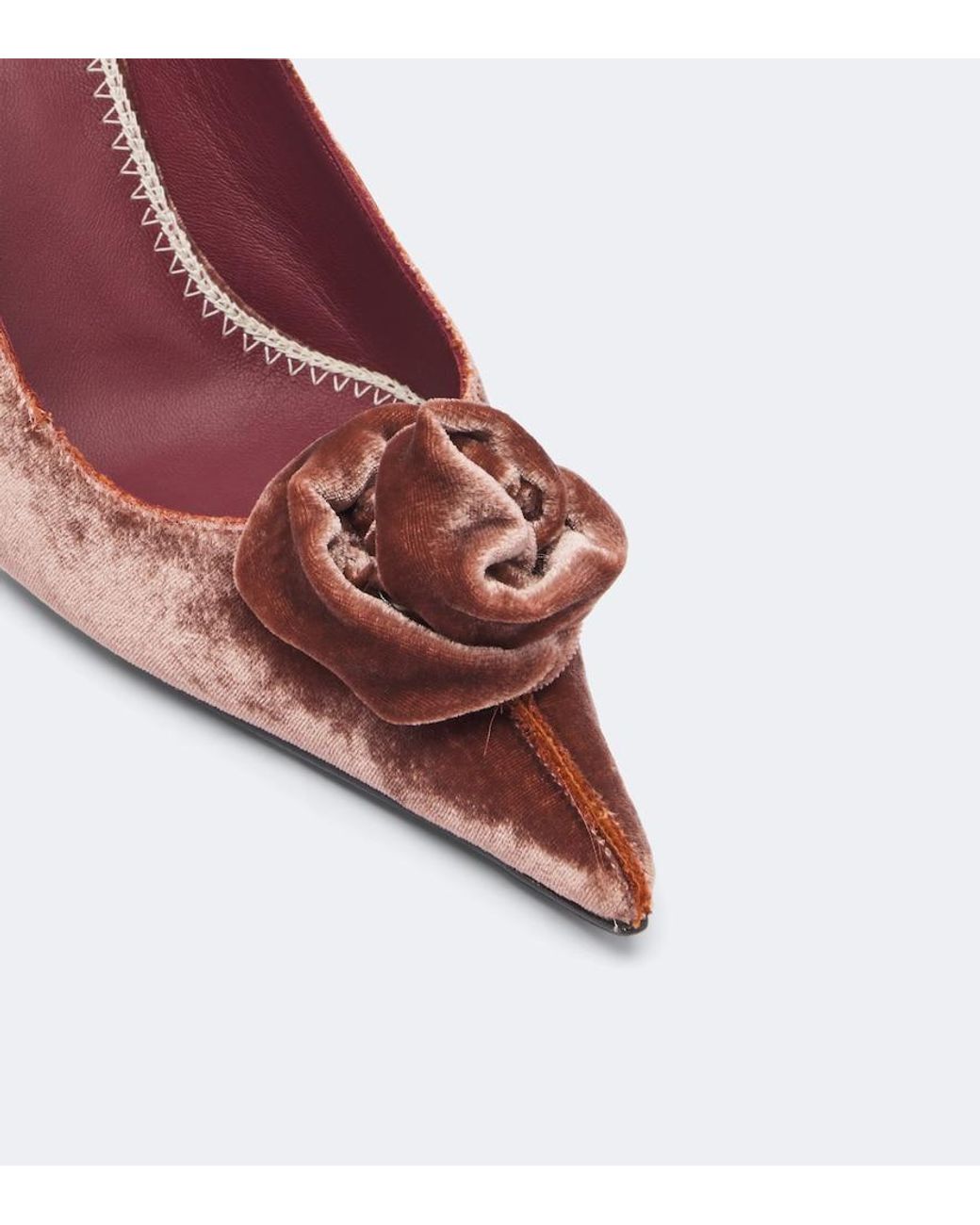 Magda Butrym Red Floral-Applique Velvet Slingback Pumps
