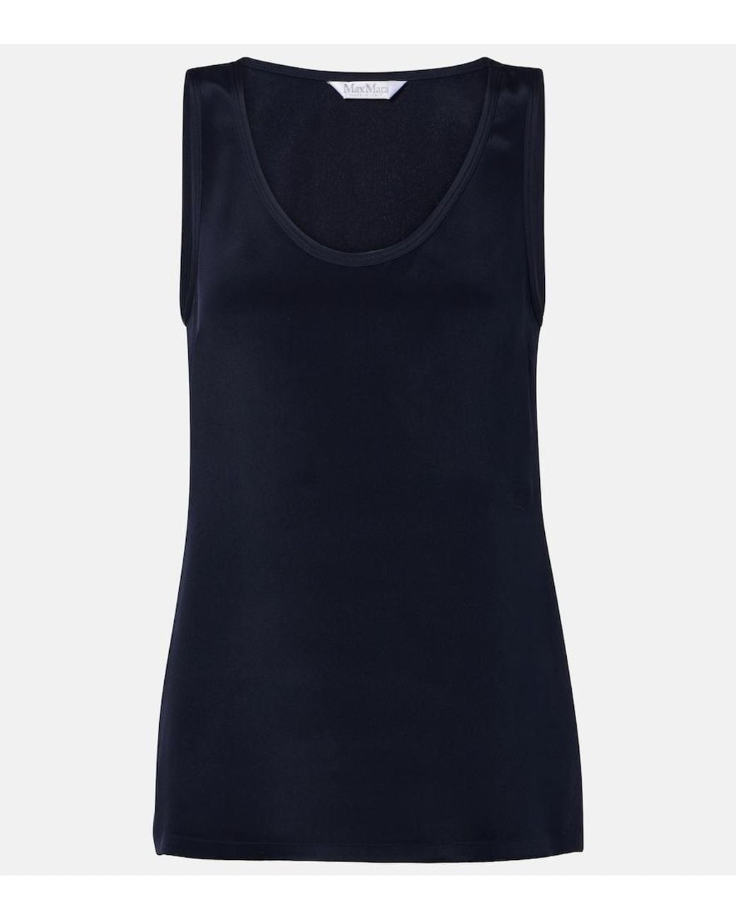 Max Mara Blue Silk Crepe De Chine Tank Top