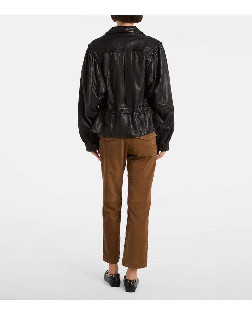 Isabel Marant Brown Suede Straight-Leg Pants