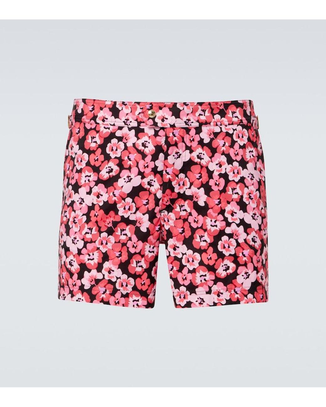 Tom Ford Red Floral Swim Trunks for men