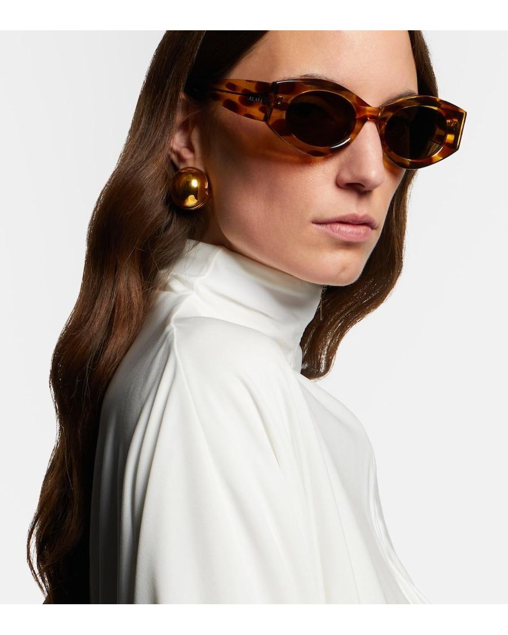 Alaïa Brown Logo Oval Sunglasses