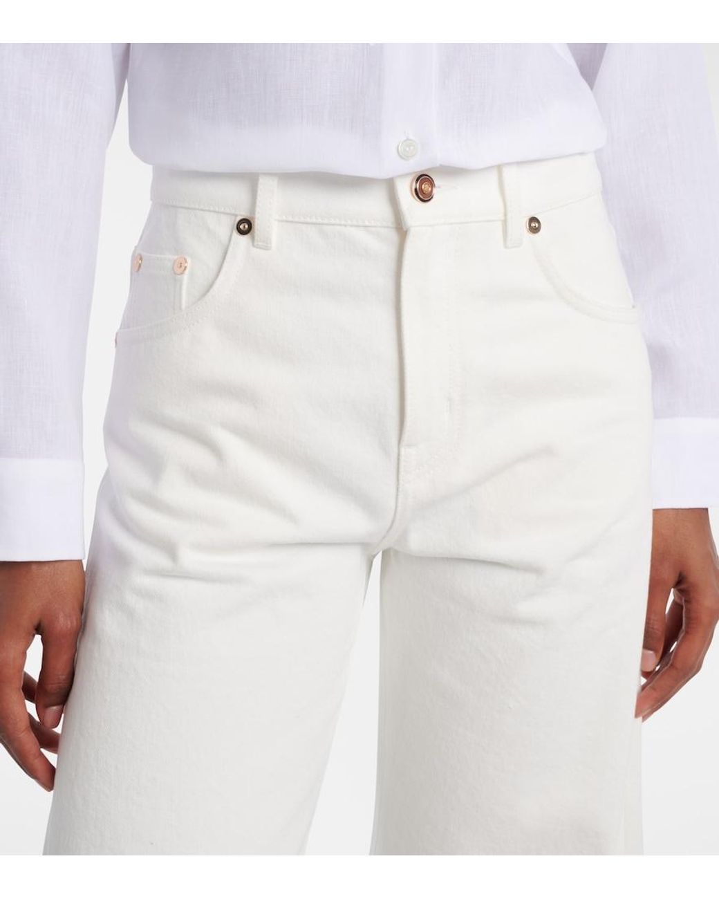 Gabriela Hearst White Amoret Barrel-Leg Jeans