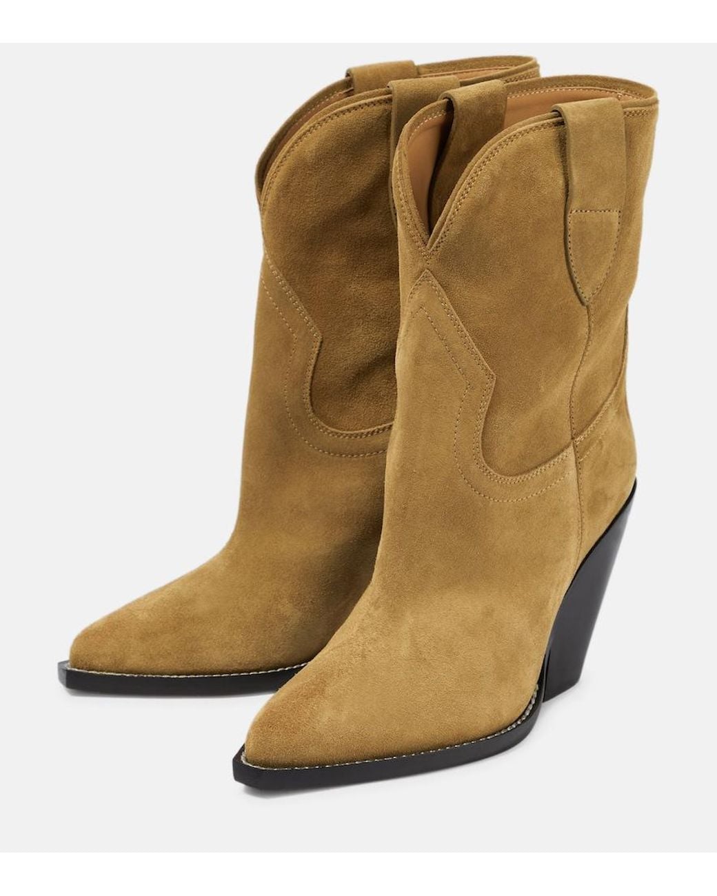 Isabel Marant Brown Leyane Suede Mid-Calf Cowboy Boots