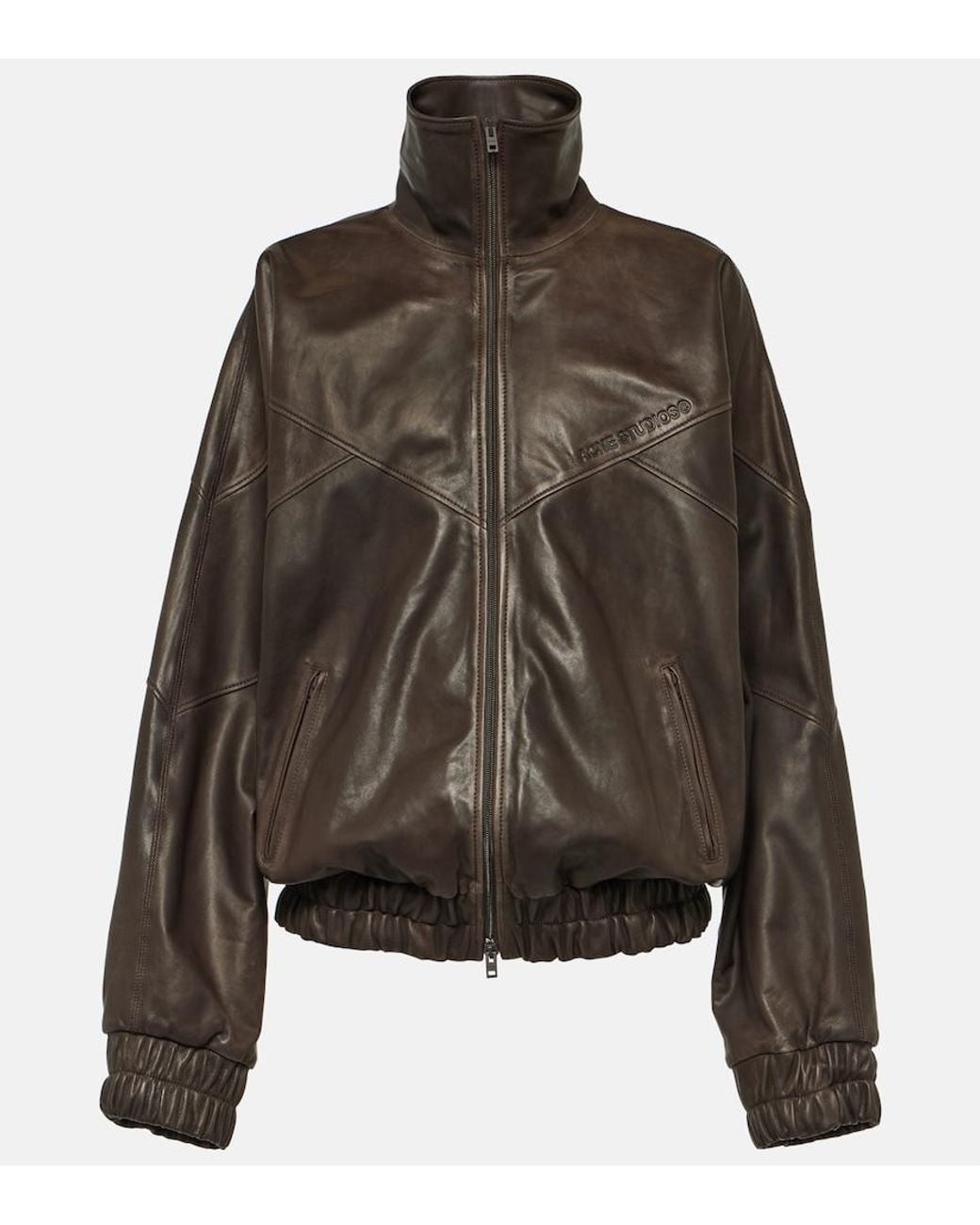 Acne Brown Letty Leather Bomber Jacket