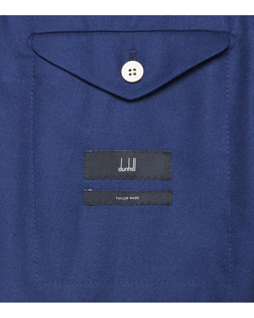 Dunhill Blue Double-Breasted Cashmere Blazer for men