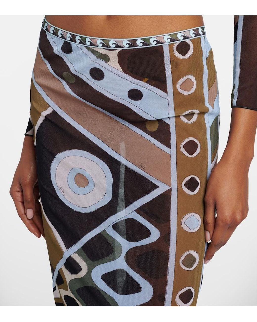Emilio Pucci Blue Vivara Tulle Maxi Skirt