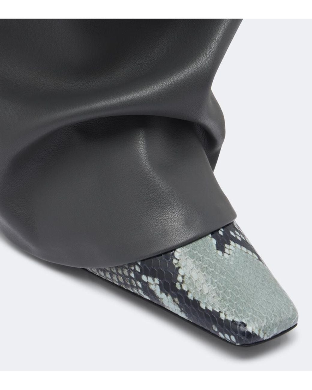 The Attico Black Robin Snake-Effect Over-The-Knee Boots