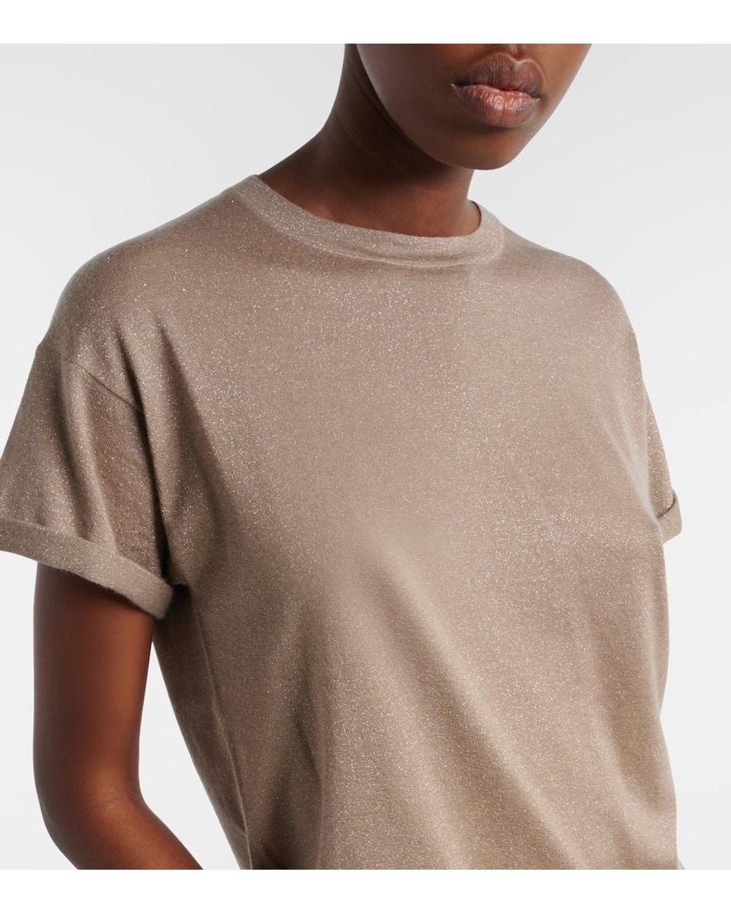 Brunello Cucinelli Natural Cashmere And Silk-Blend T-Shirt