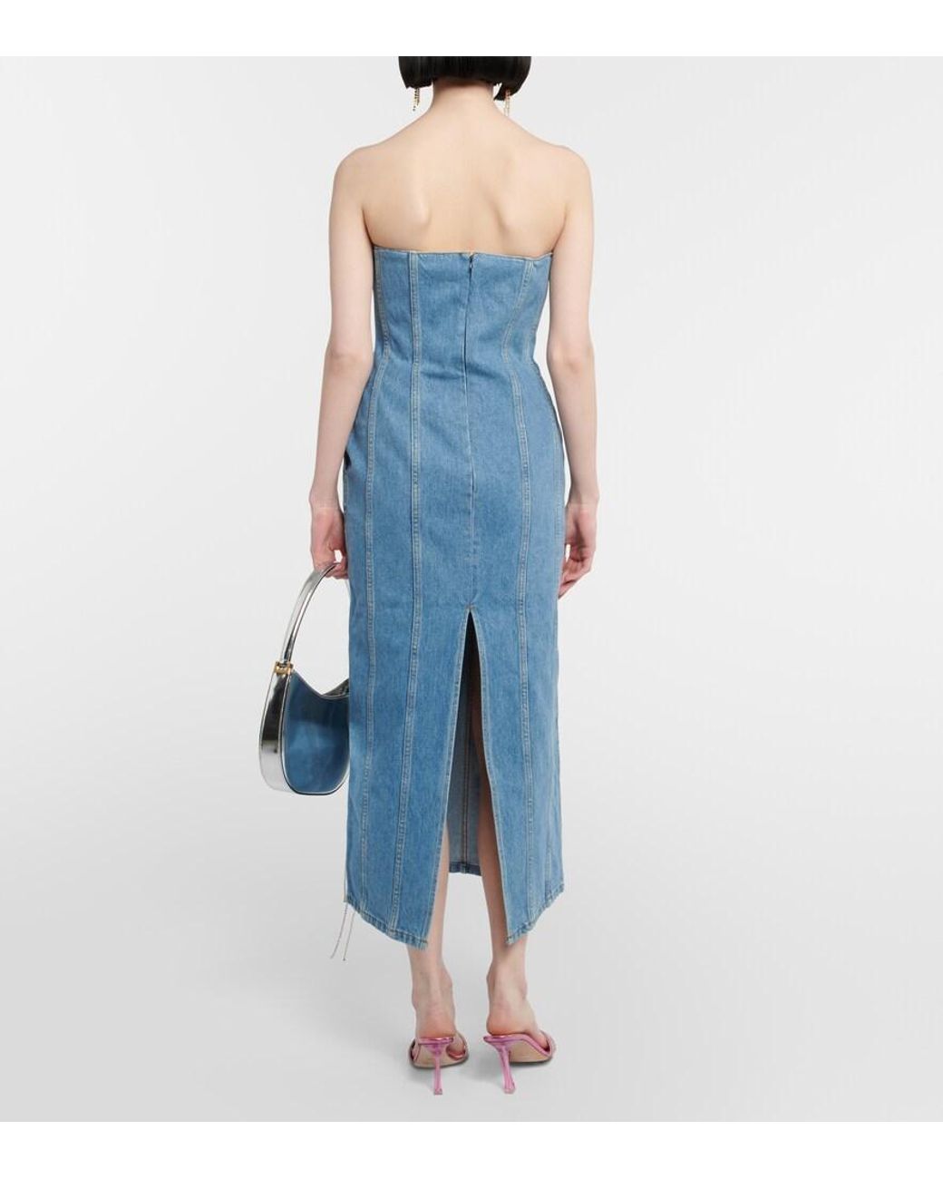 Magda Butrym Blue Denim Bustier Dress