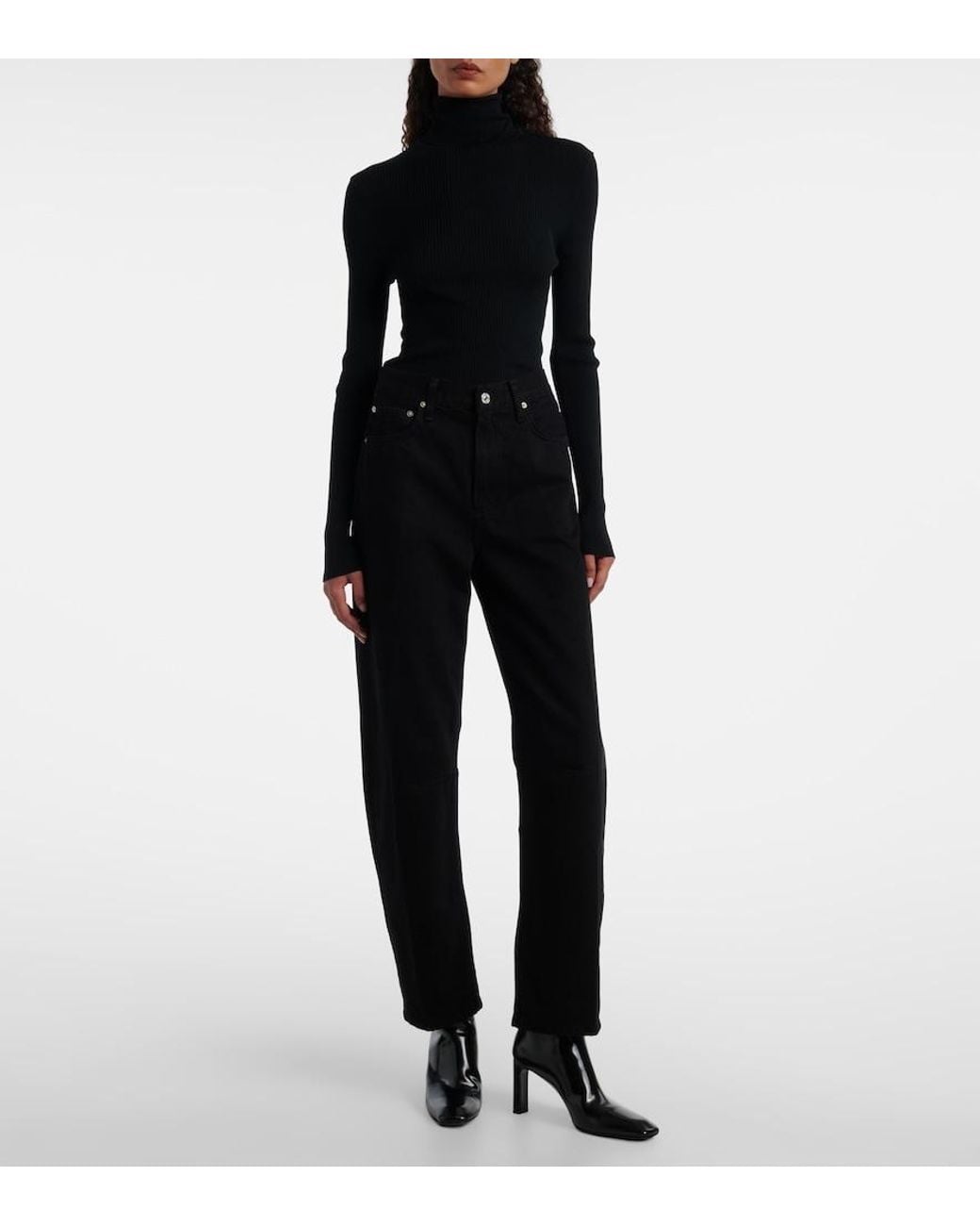 Citizens of Humanity Black Miro High-Rise Barrel-Leg Jeans