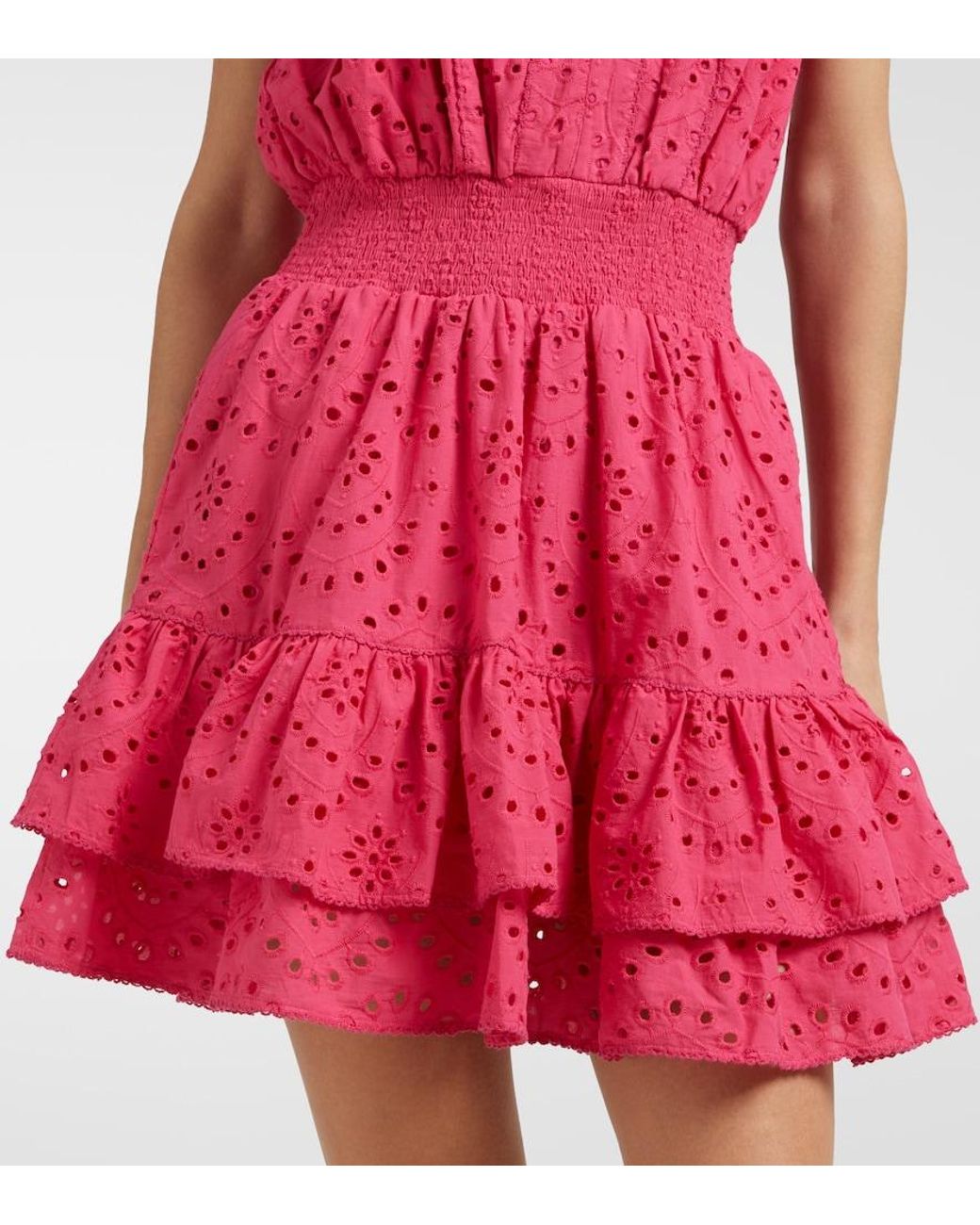 Poupette Pink Camila Shirred Cotton Minidress