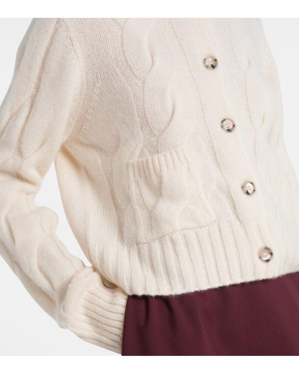 Jardin Des Orangers Natural Cable-Knit Cashmere And Silk Cardigan