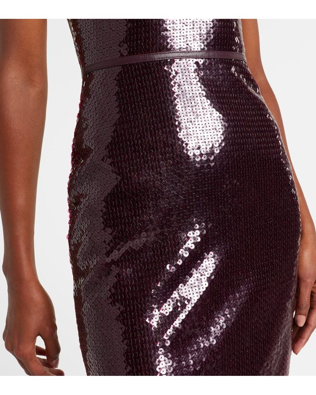 David Koma Purple Embellished Gathered Gown