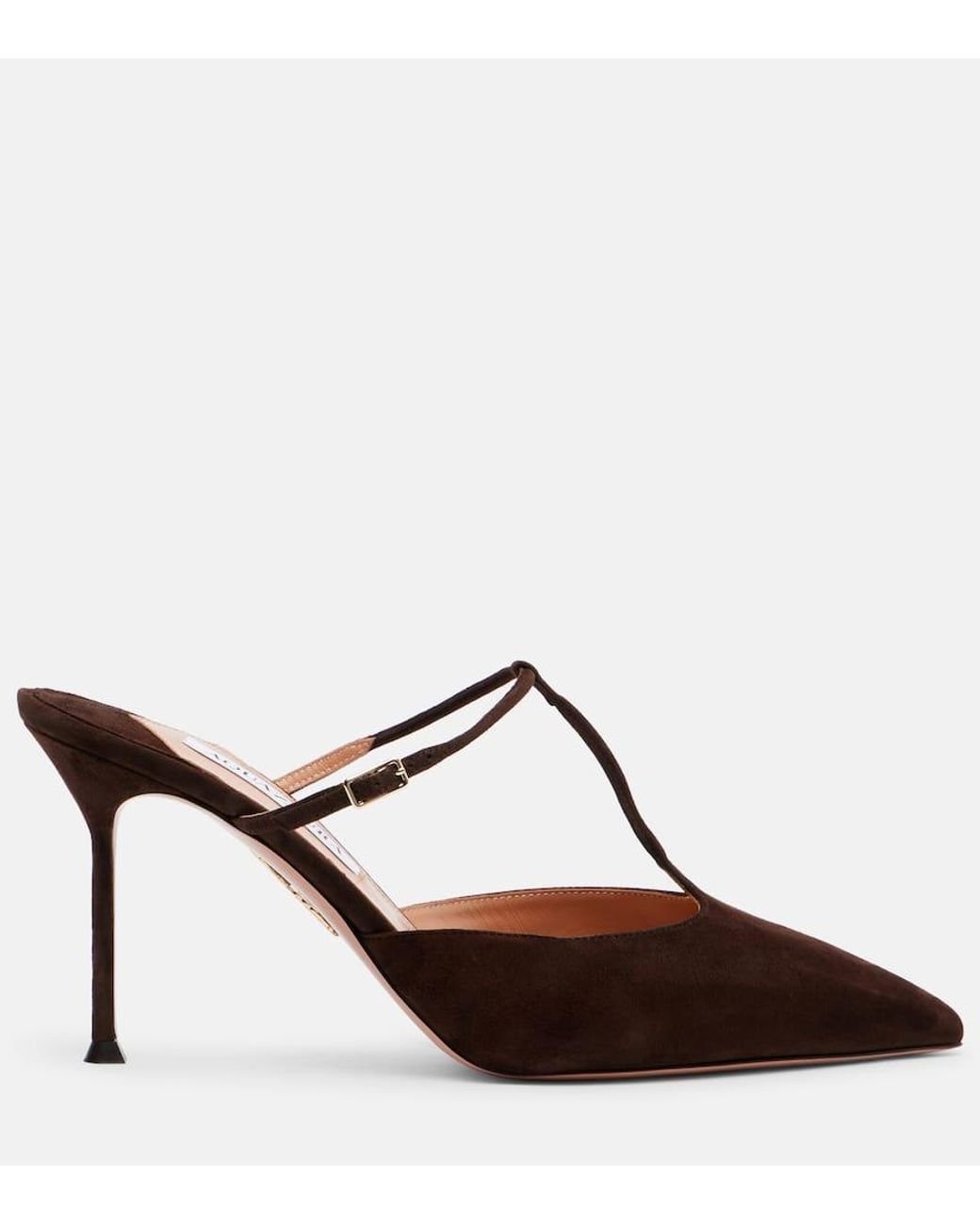 Aquazzura Brown Sorbonne 85 Suede Mules