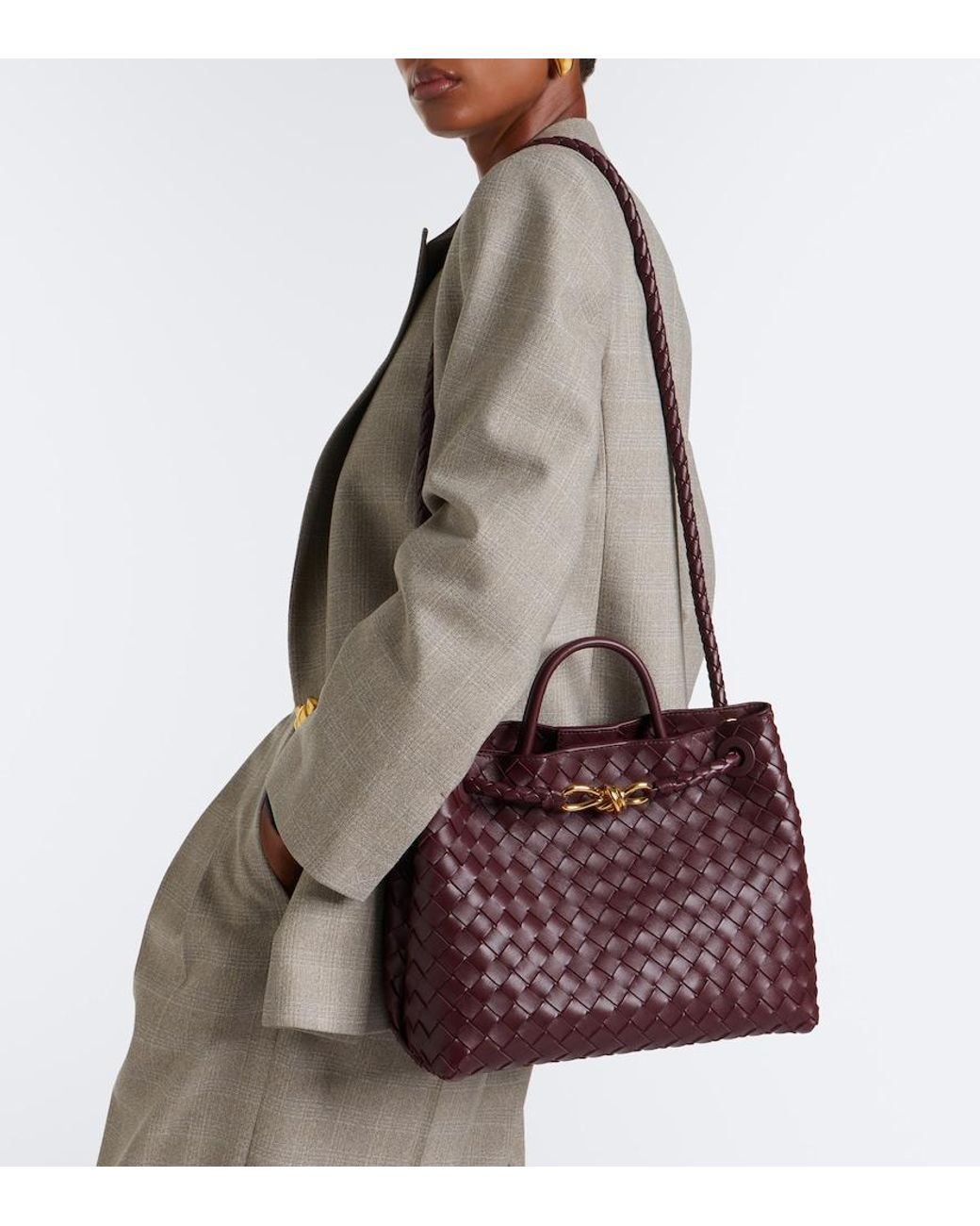 Bottega Veneta Purple Andiamo Medium Leather Tote Bag