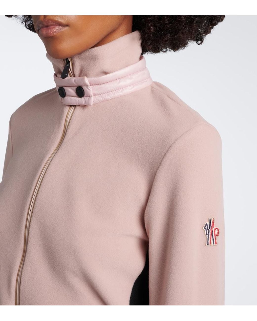 Moncler Pink Fleece Half-Zip Ski Sweater