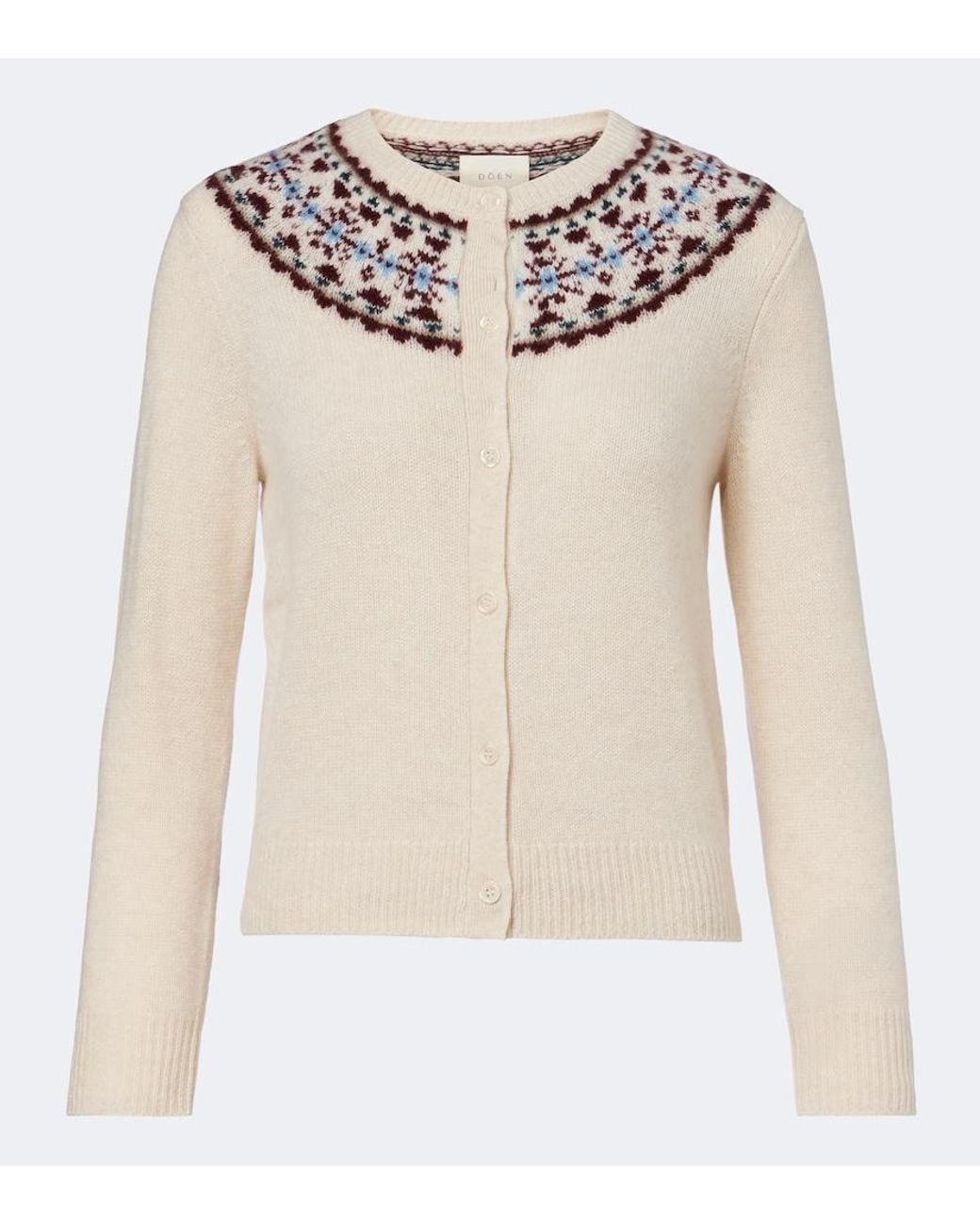 Doen Natural Olympe Fair Isle Cashmere Cardigan