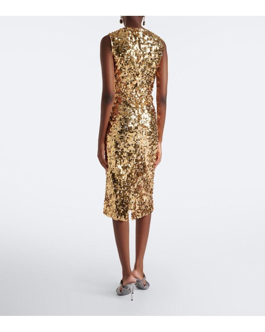 Dolce & Gabbana Metallic Sequined Midi Dress