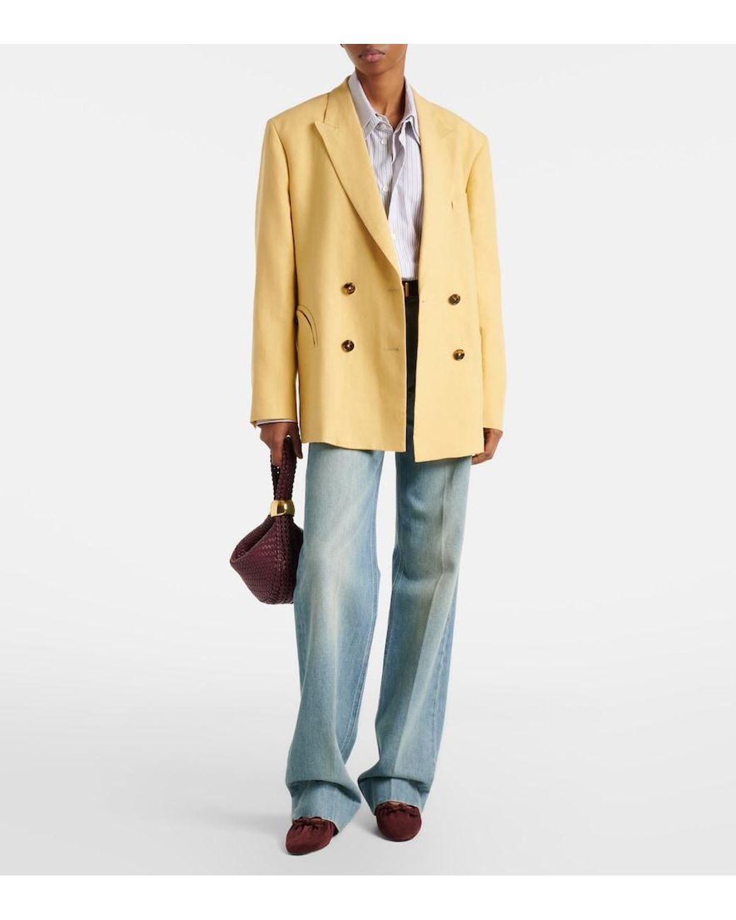 Blazé Milano Natural Nightbreak Double-Breasted Linen Blazer