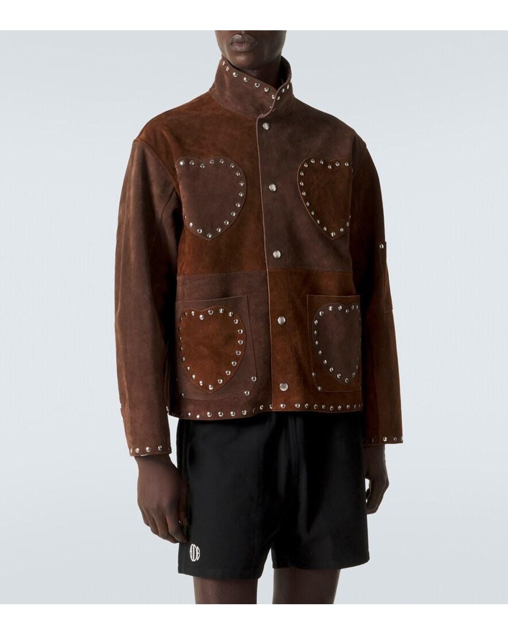 Bode Brown Studded Suede Jacket for men