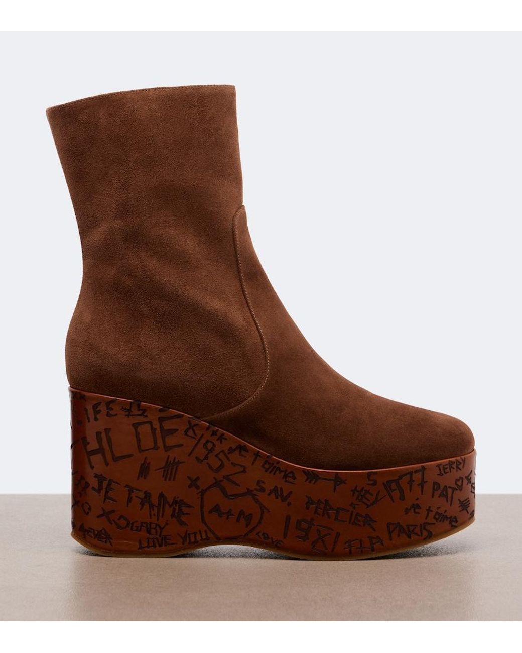 Chloé Brown Maxime Suede Mid-Calf Boots