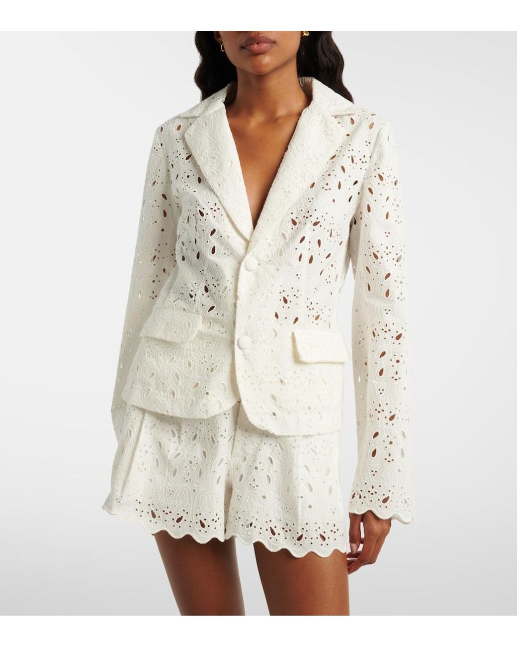 FRAME White Paisley Broderie Anglaise Cotton Blazer