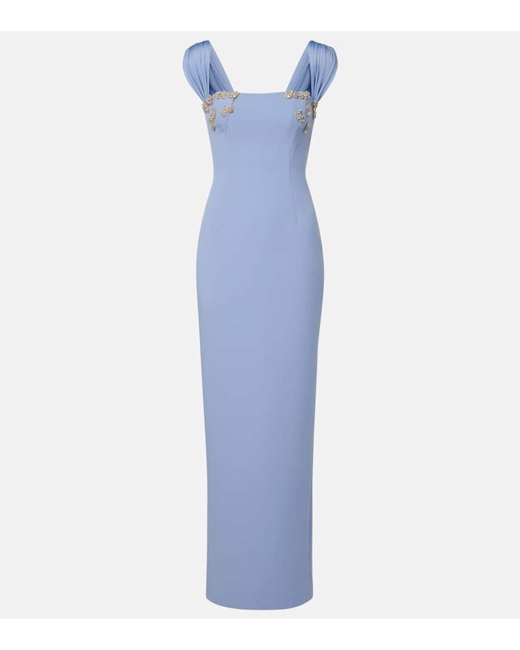 Rachel Gilbert Malia Embellished Crepe Corset Gown in Blue | Lyst