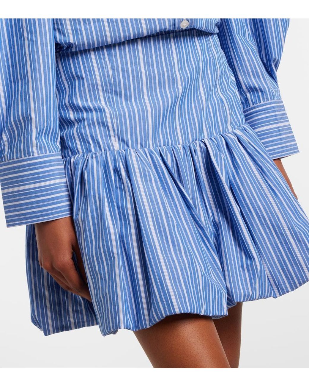 Ganni Blue Striped Cotton Poplin Miniskirt