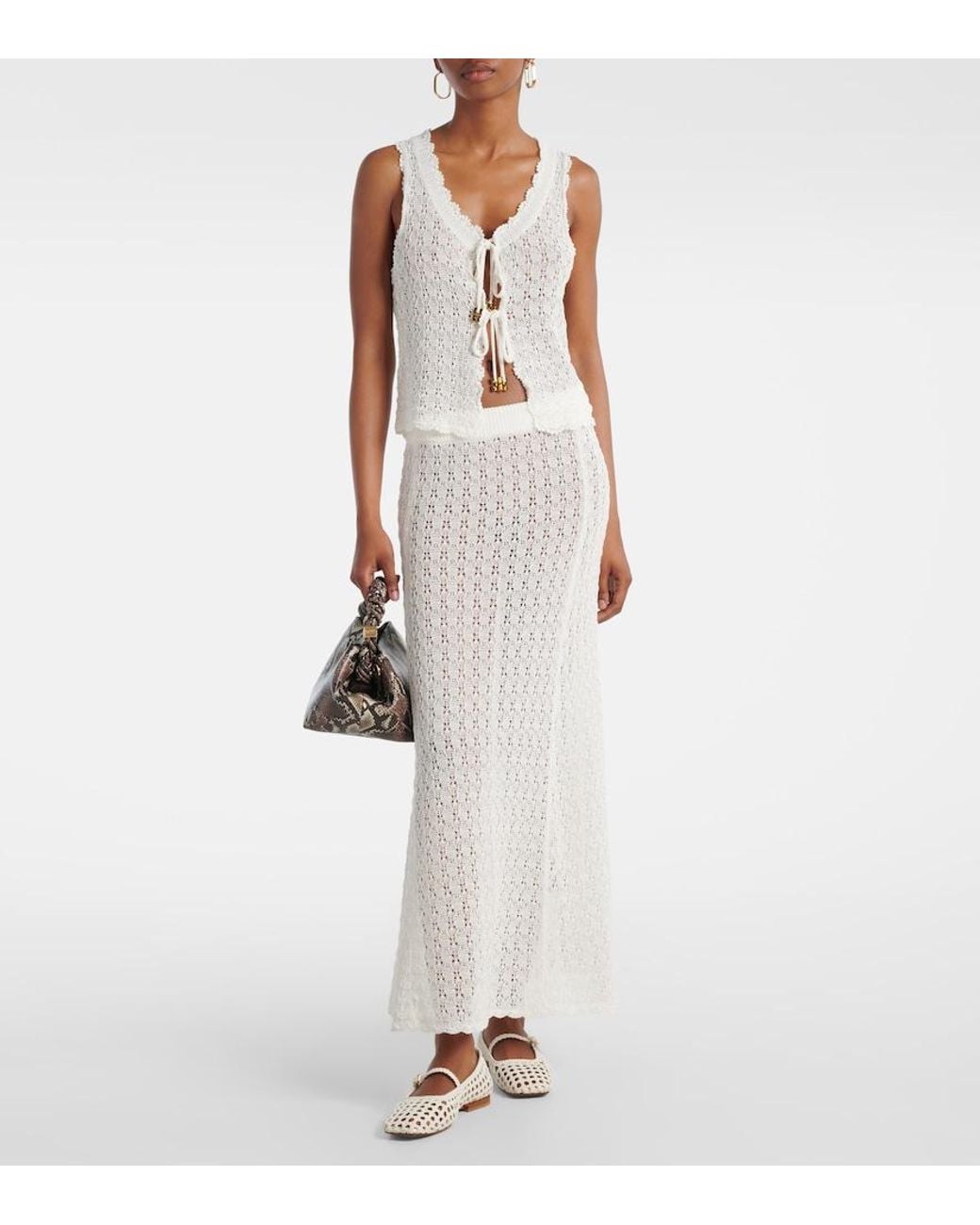 Ganni White Crochet Maxi Skirt