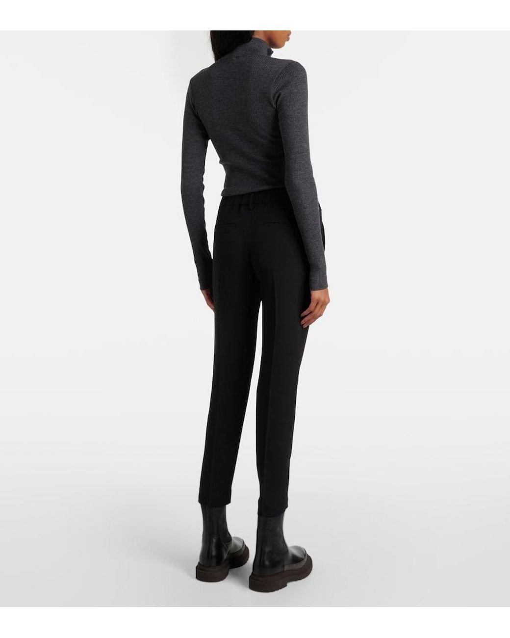 Brunello Cucinelli Black Silk-blend Cropped Pants