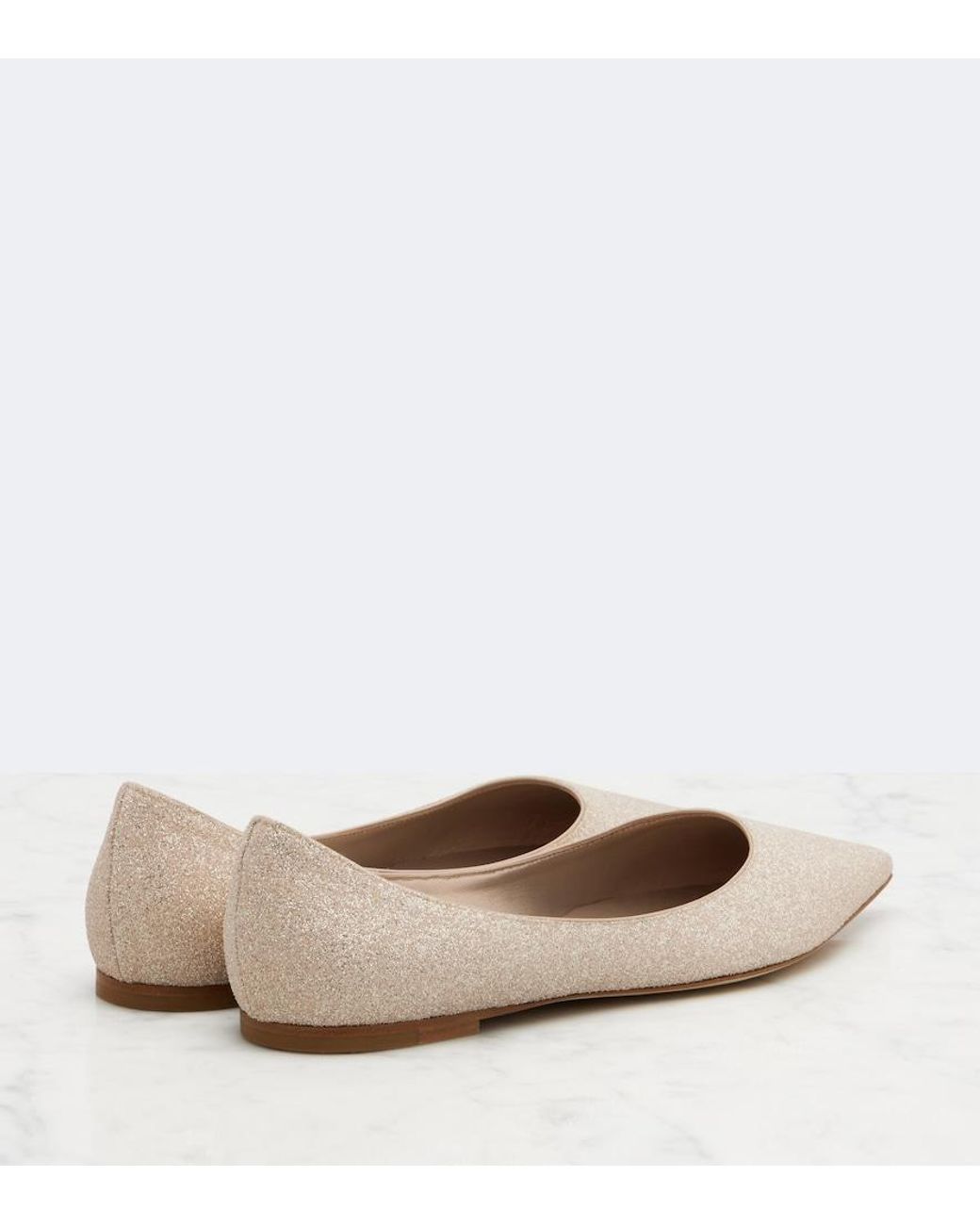 Jimmy Choo Natural Love Glitter Ballet Flats