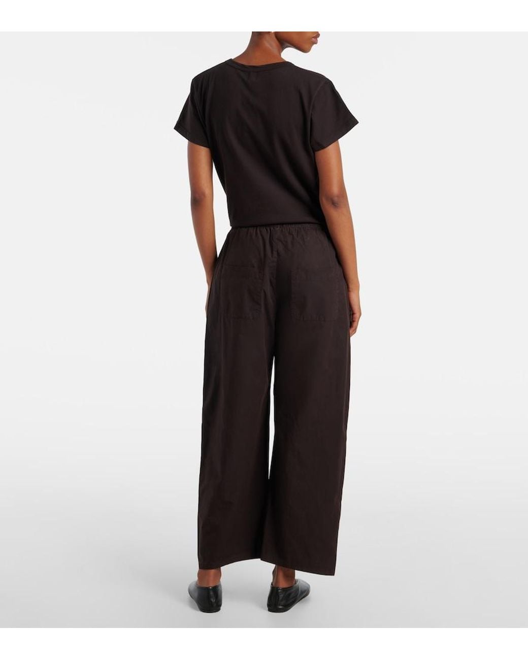 Leset Black Kyoto Cotton Wide-Leg Pants