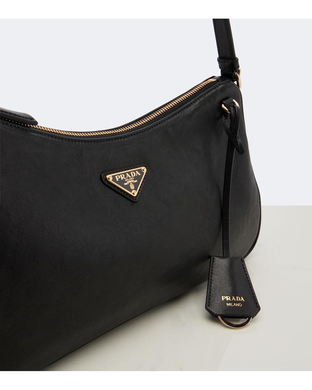 Prada Black Aimee Large Leather Shoulder Bag