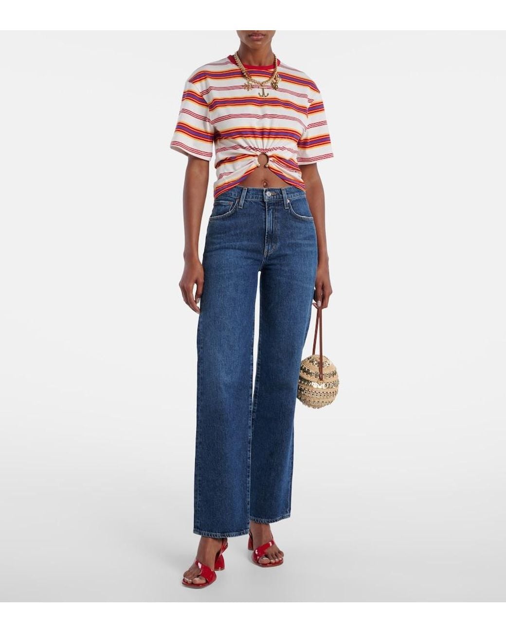 Agolde Blue Harper Mid-Rise Straight Jeans