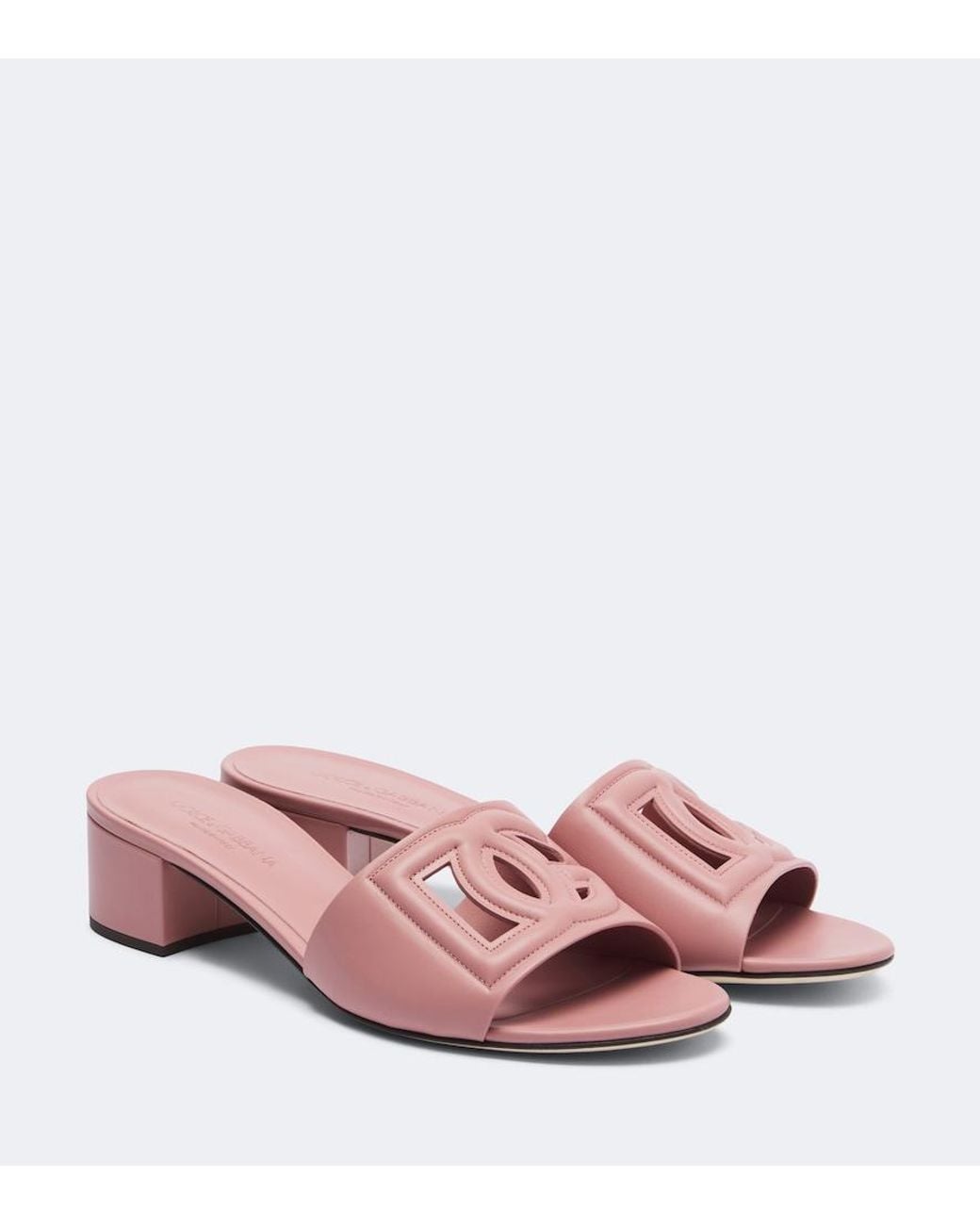 Dolce & Gabbana Pink Dg Leather Mules