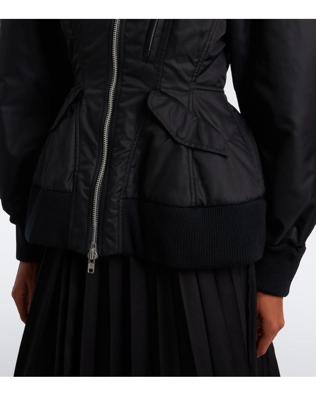 Simone Rocha Black Padded Satin Bomber Jacket