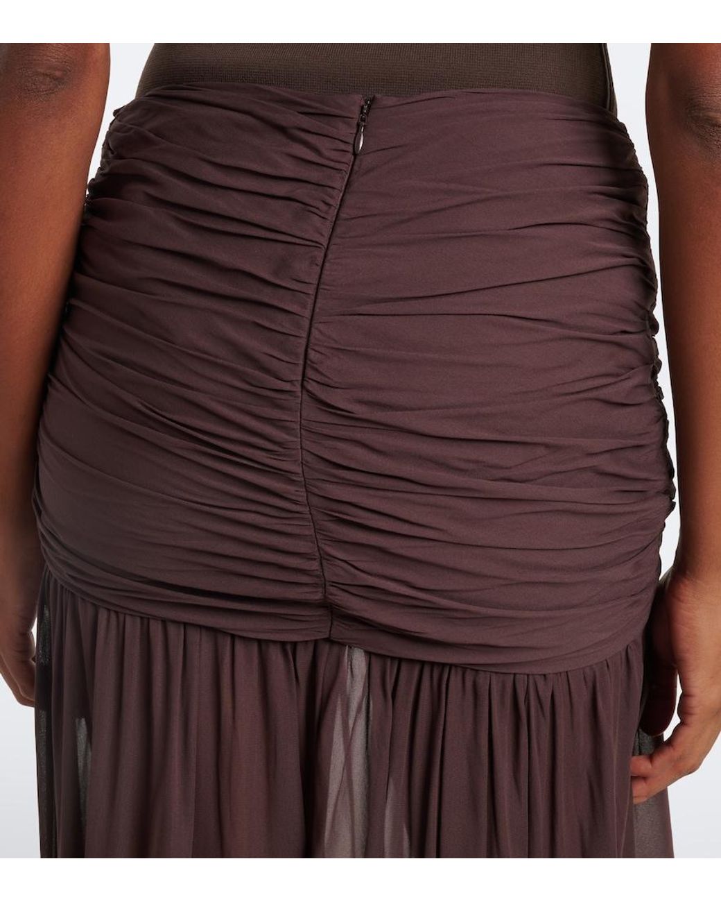De La Vali Purple Amaya Gathered Chiffon Maxi Skirt