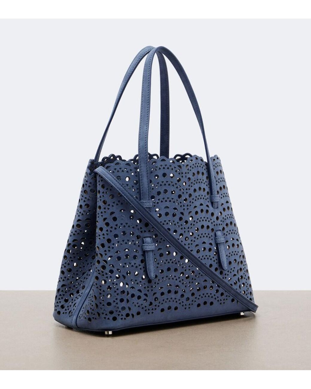 Alaïa Blue Mina 20 Medium Leather Top-Handle Bag