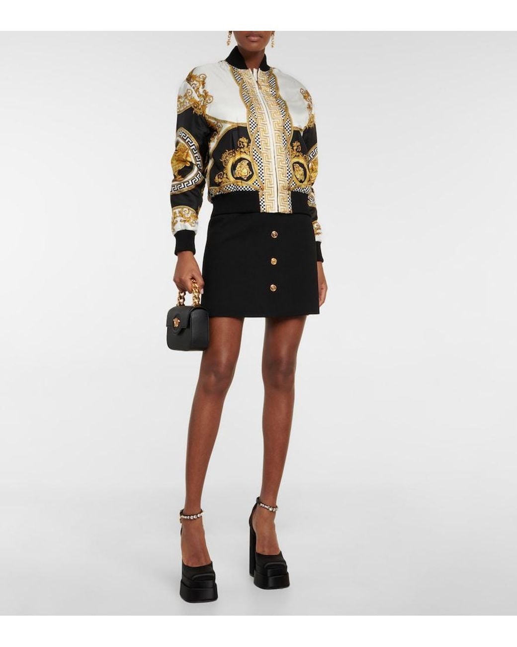 Versace Black Medusa Satin Platform Pump