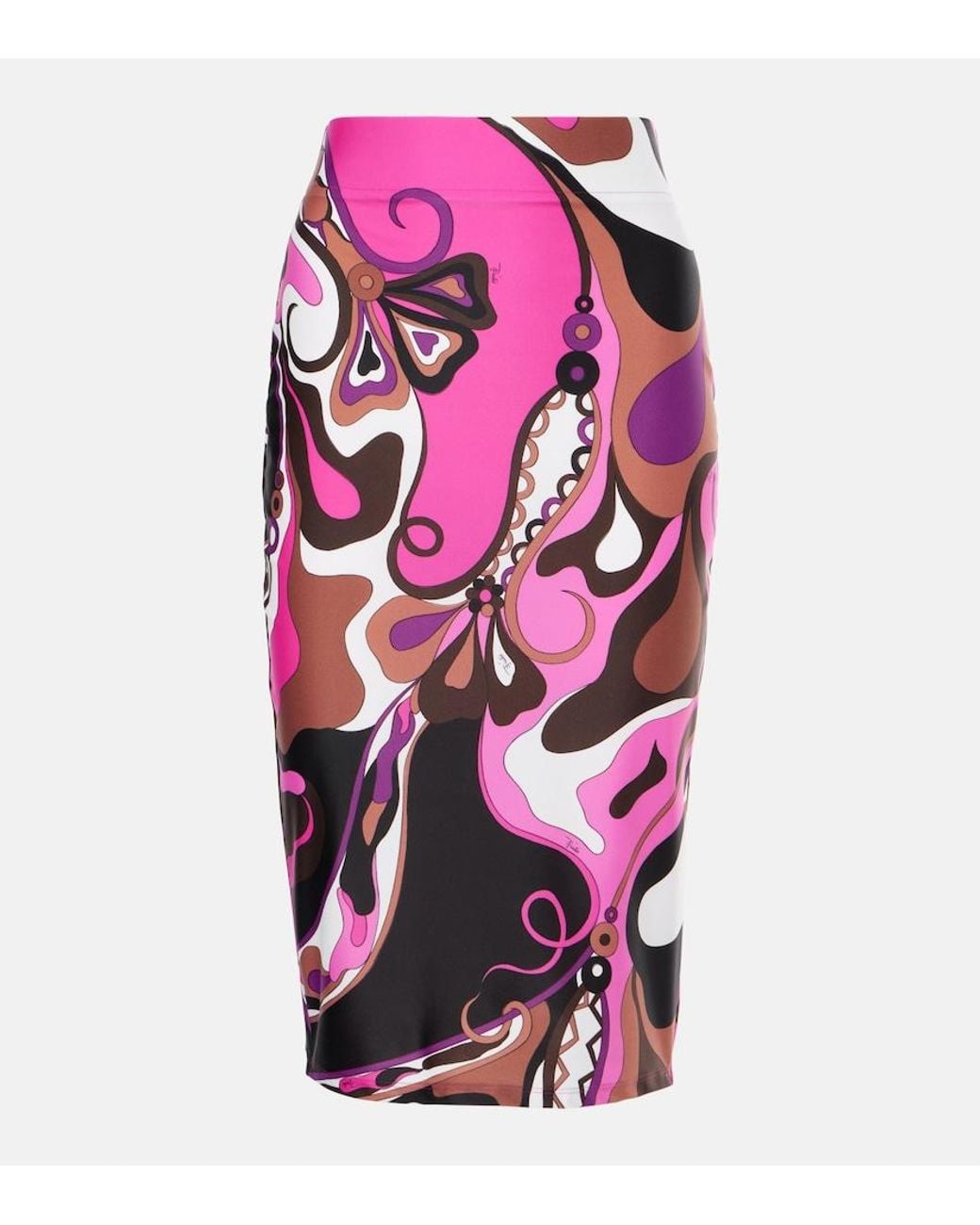 Emilio Pucci Pink Printed Pencil Midi Skirt