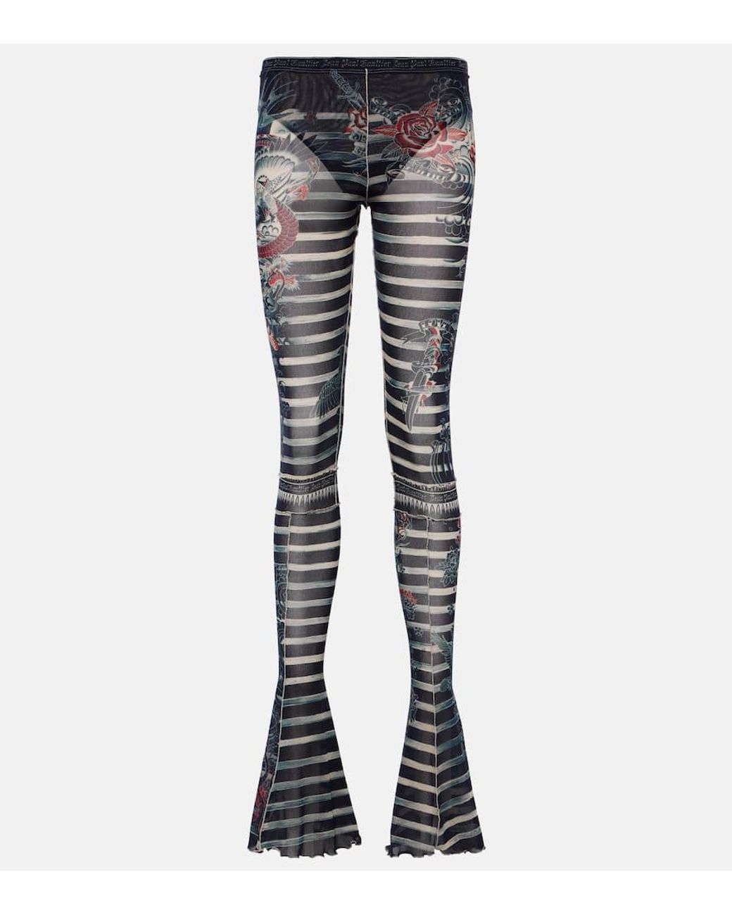 Jean Paul Gaultier Tattoo Collection Flared Pants in Blue | Lyst