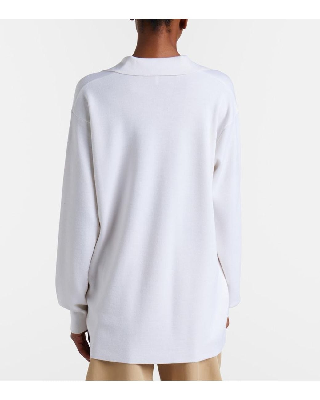 Loewe White Double L Cashmere Blend Polo Sweater