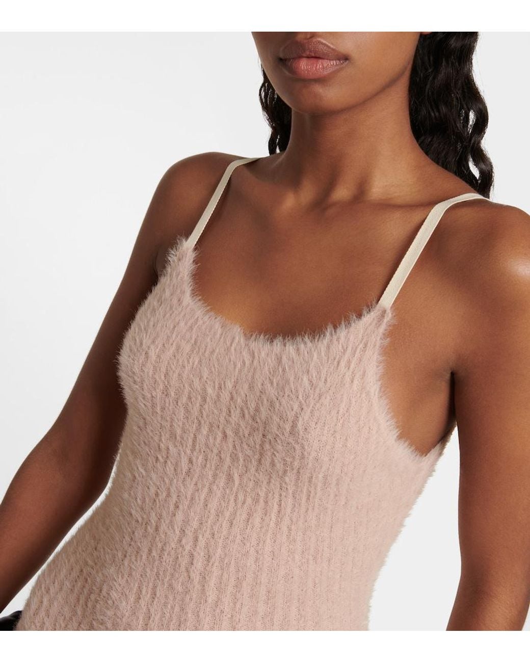 MM6 by Maison Margiela White Ribbed-Knit Midi Dress