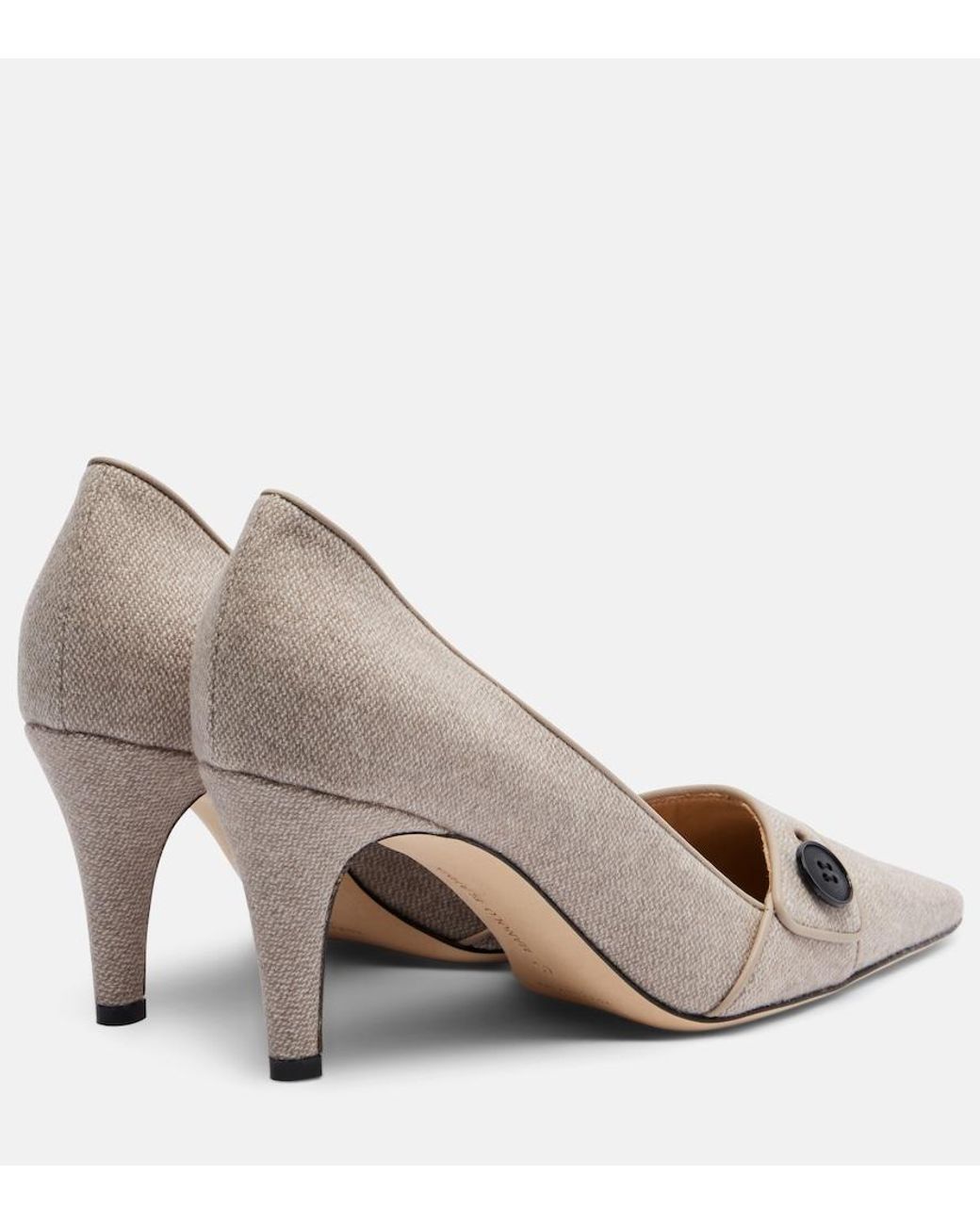 Manolo Blahnik White Lulumae 70 Herringbone Pumps
