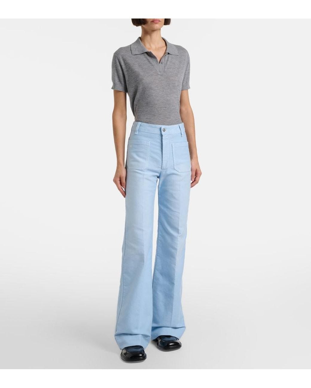Victoria Beckham Blue Alina Wide-Leg Jeans