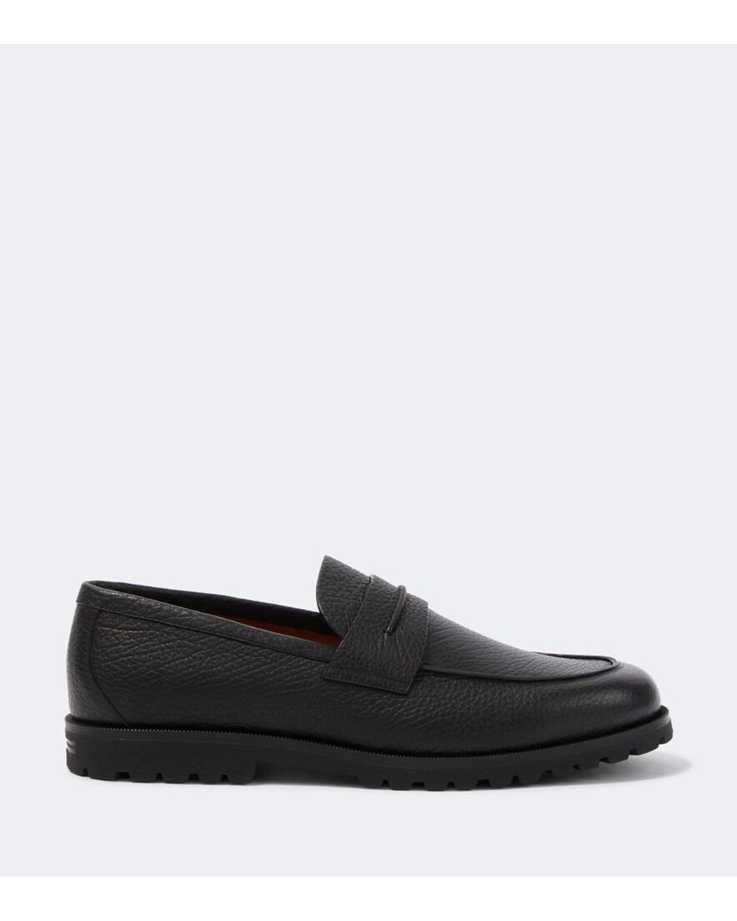 Zegna Black Pioggia Leather Loafers for men