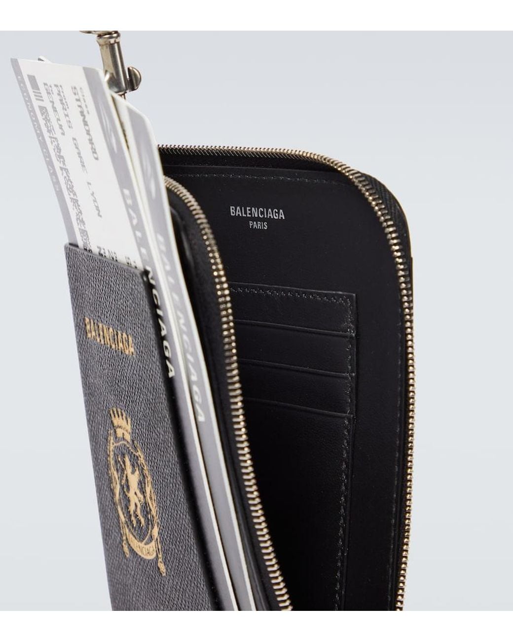 Balenciaga Black Leather-Trimmed Phone And Passport Holder for men